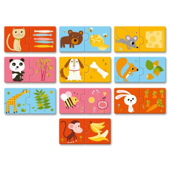 Djeco Puzzle Cosa mangiano gli animali 10 x 2 pezzi