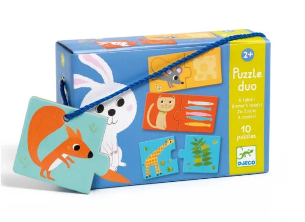 Djeco Puzzle Cosa mangiano gli animali 10 x 2 pezzi