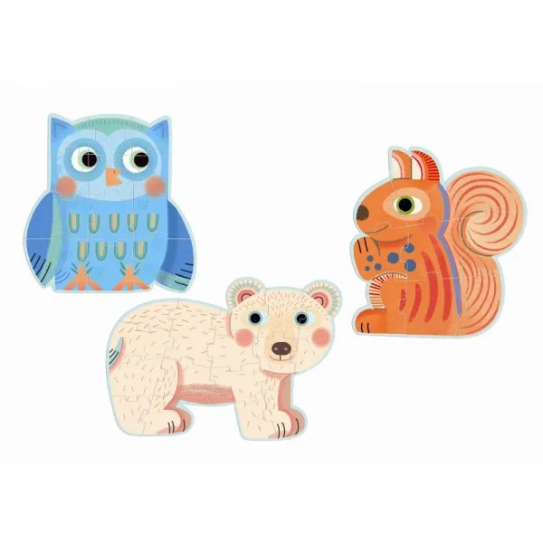 Djeco-Puzzle im Wald 9,12,16 Teile
