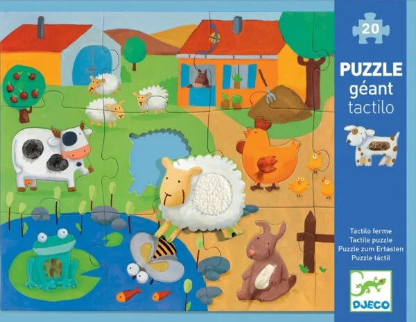 Djeco Puzzle tattile grande degli animali della fattoria 20 pezzi