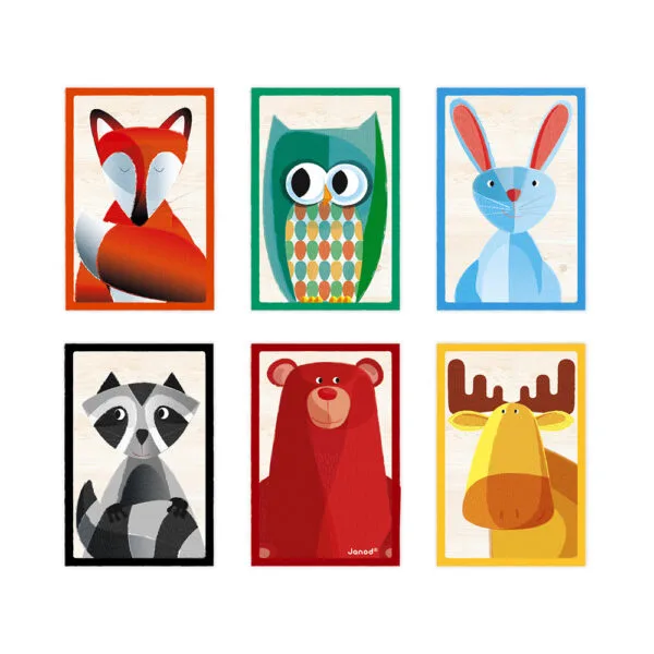 Janod Animali della foresta cubi di legno, 6 pezzi