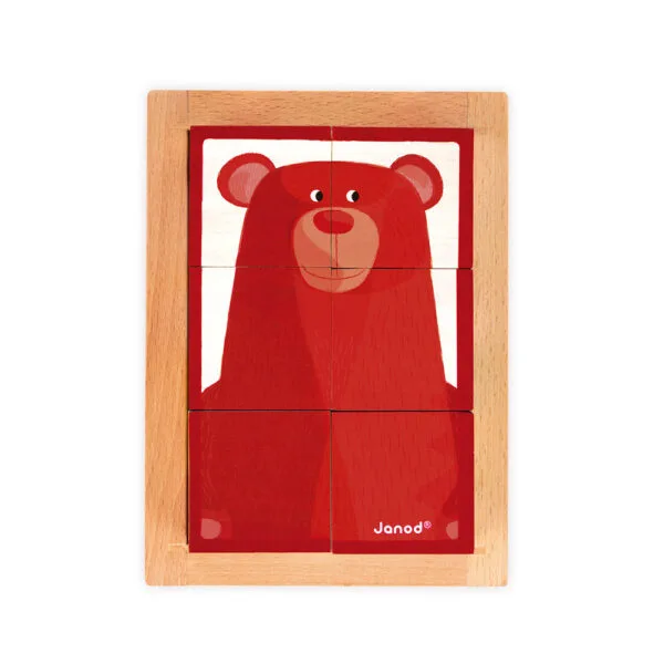 Janod Animali della foresta cubi di legno, 6 pezzi