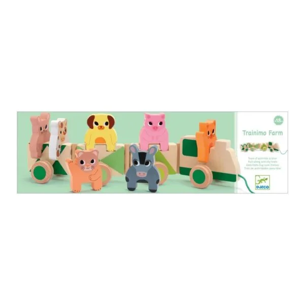 Treno e animali domestici in legno Djeco