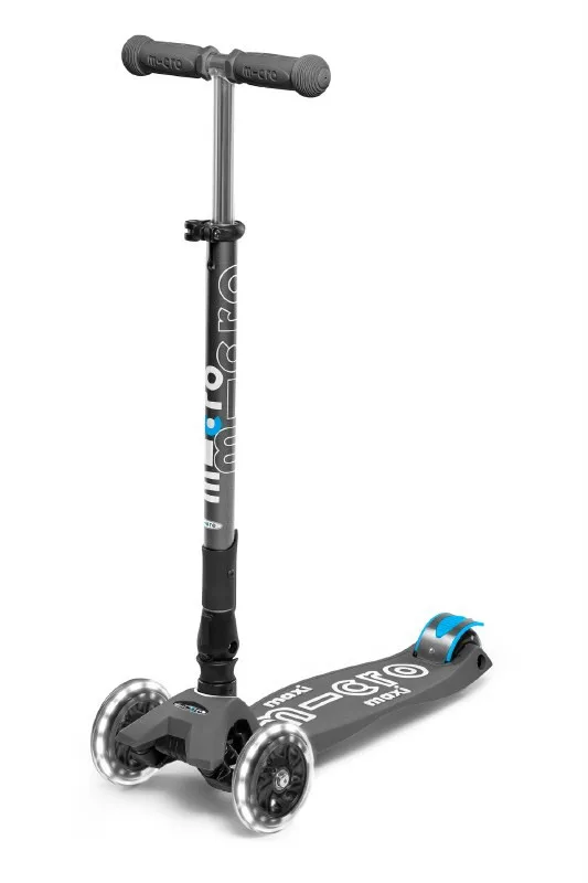 Micro Maxi Deluxe LED pieghevole grigio Scooter per bambini
