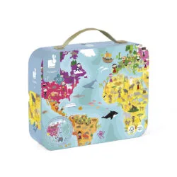 Puzzle del mondo Janod, 208 pezzi, doppia faccia