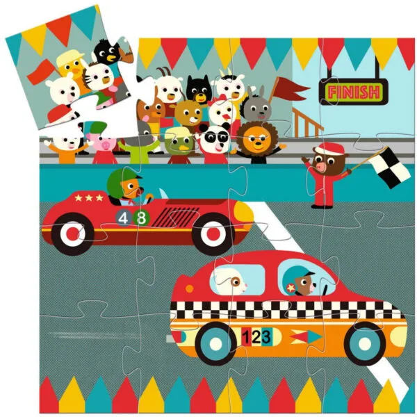 Puzzle di auto da corsa Djeco, 16 pezzi