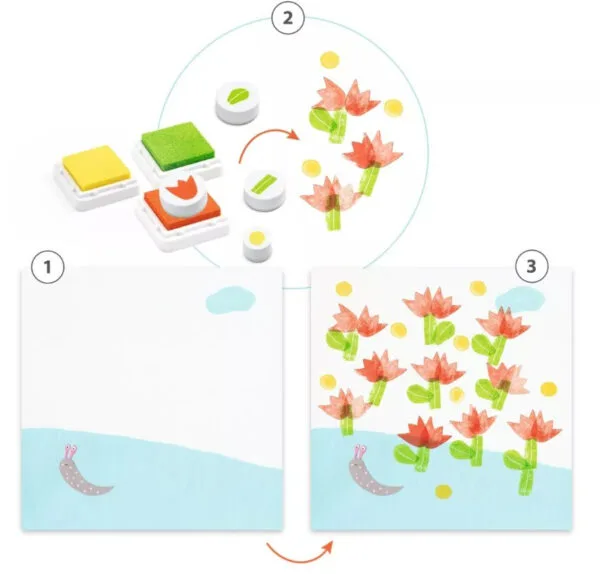 Set di timbri creativi Djeco flowers
