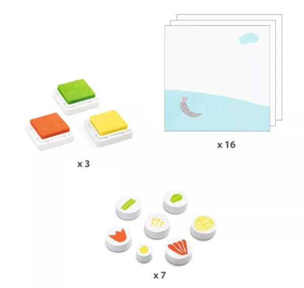 Set di timbri creativi Djeco flowers