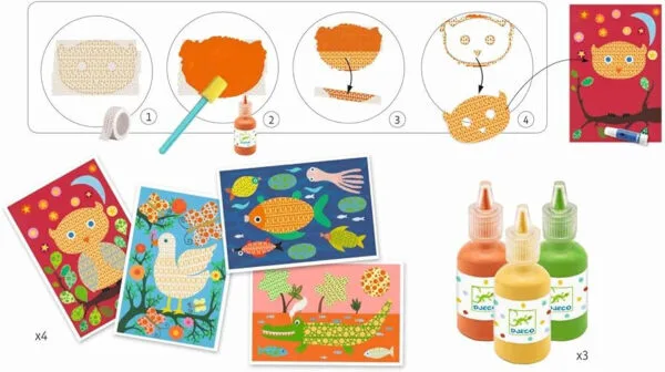 Djeco pagine da colorare in spugna Gufo & amici