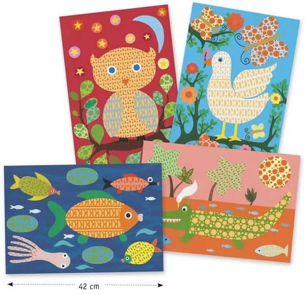 Djeco pagine da colorare in spugna Gufo & amici