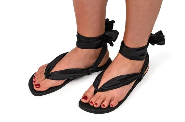 Ahinsa Sandalen Knöchelband Schwarz