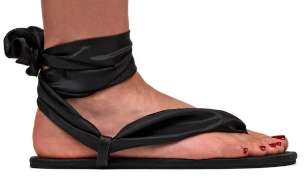 Ahinsa Sandalen Knöchelband Schwarz