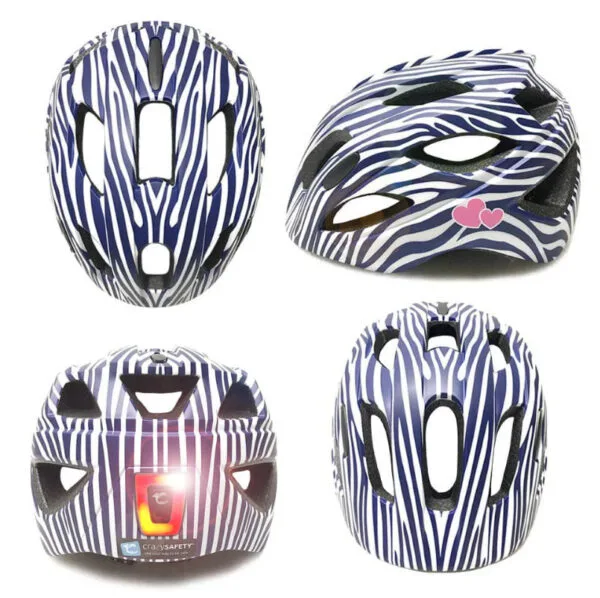 Casco Crazy a strisce blu 54-58 cm (LED)
