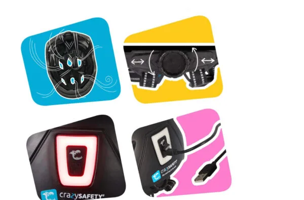 Casco Crazy a strisce blu 54-58 cm (LED)