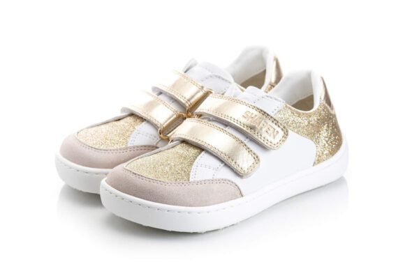 Shapen Charm Mini Children's Trainers Light Gold Leather