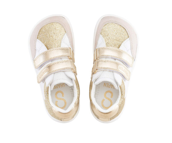 Shapen Charm Mini Children's Trainers Light Gold Leather