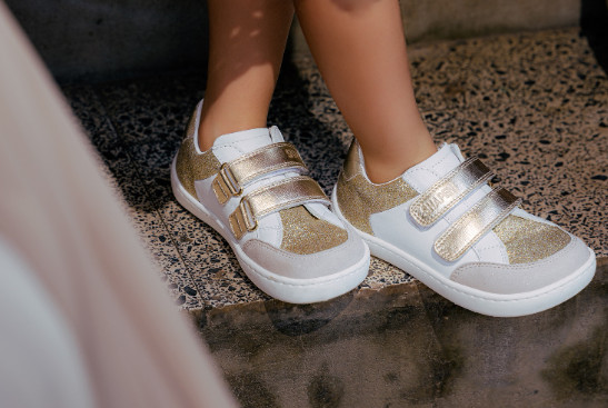 Shapen Charm Mini Children's Trainers Light Gold Leather